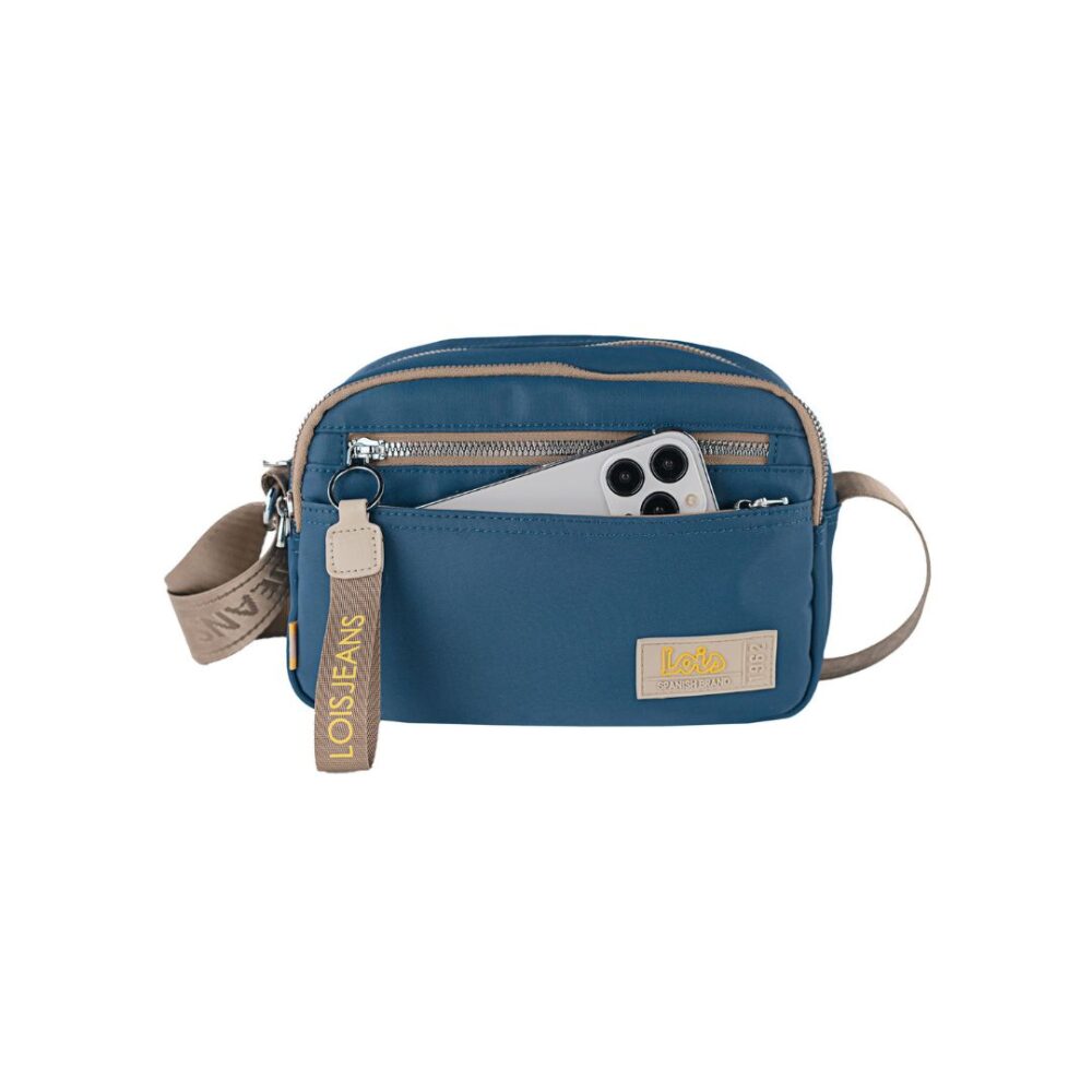 Bolso de tela Lois azul capacidad de bolsillo
