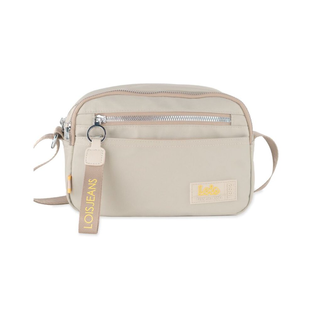 Bolso de tela Lois beige frontal