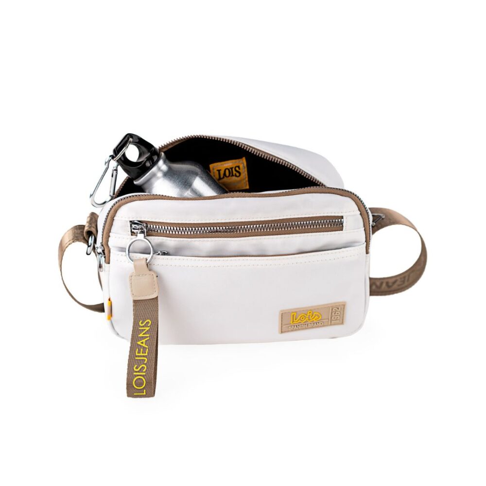 Bolso de tela Lois blanco capacidad interior