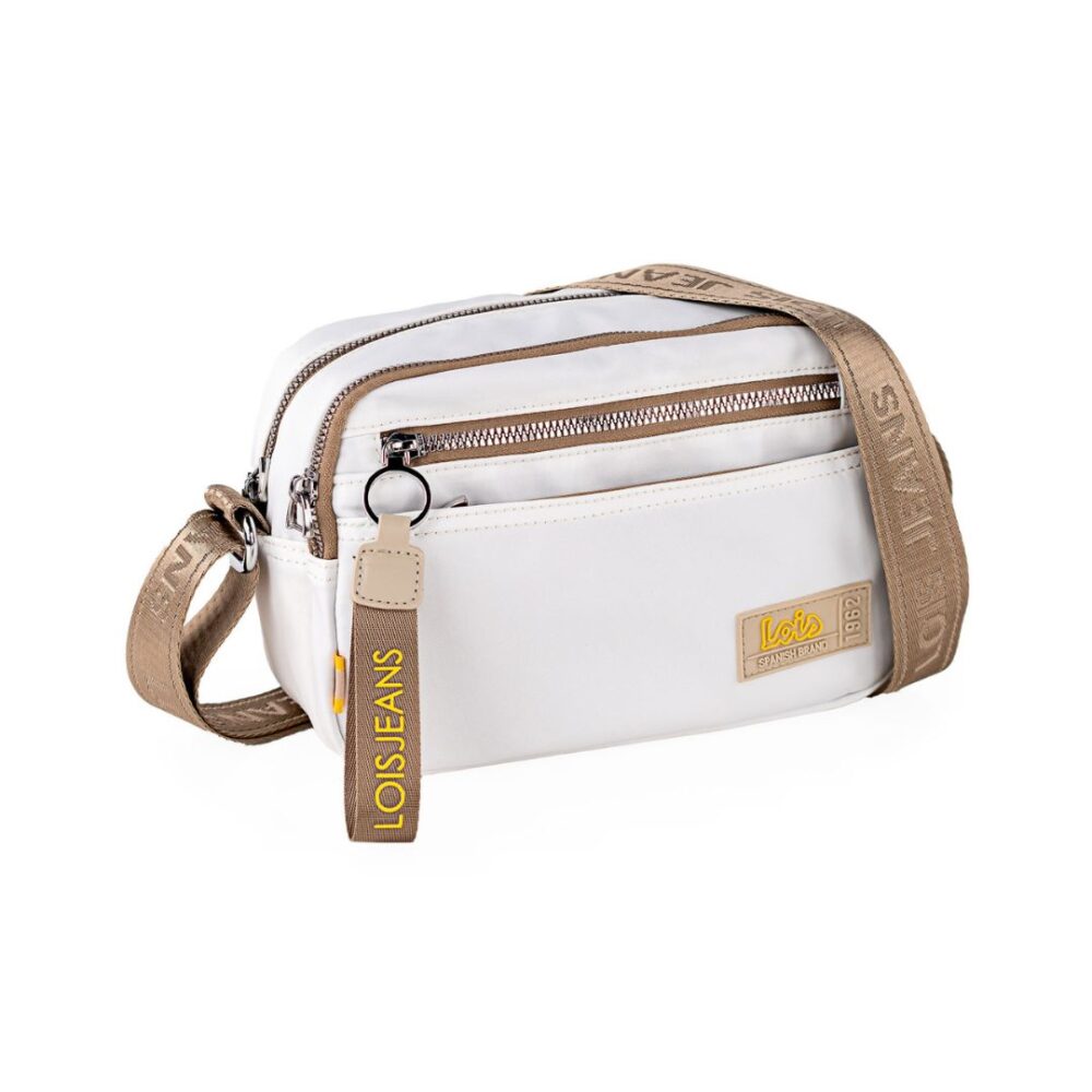 Bolso de tela Lois blanco detalle de bandolera