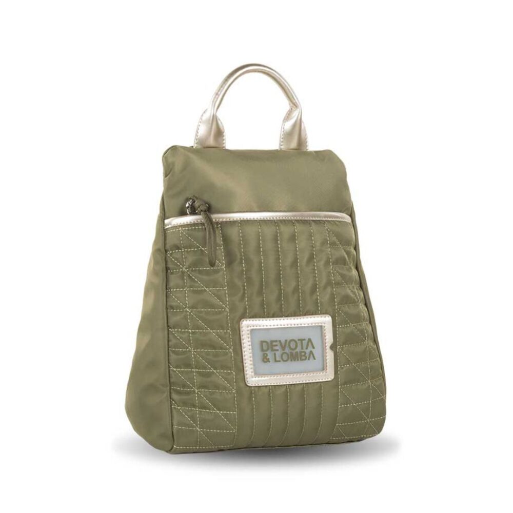 Mochila Devota y Lomba antirrobo kaki lateral