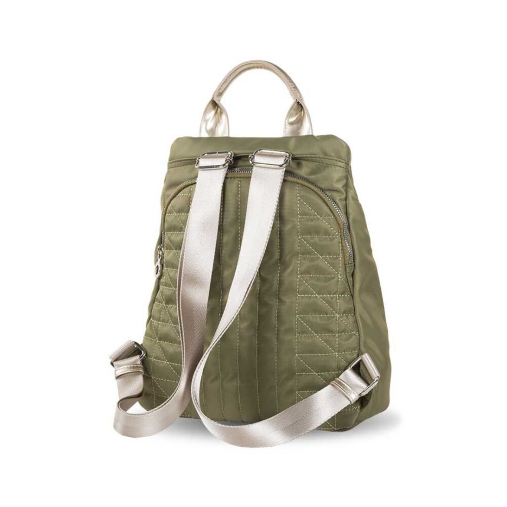 Mochila Devota y Lomba antirrobo kaki trasera