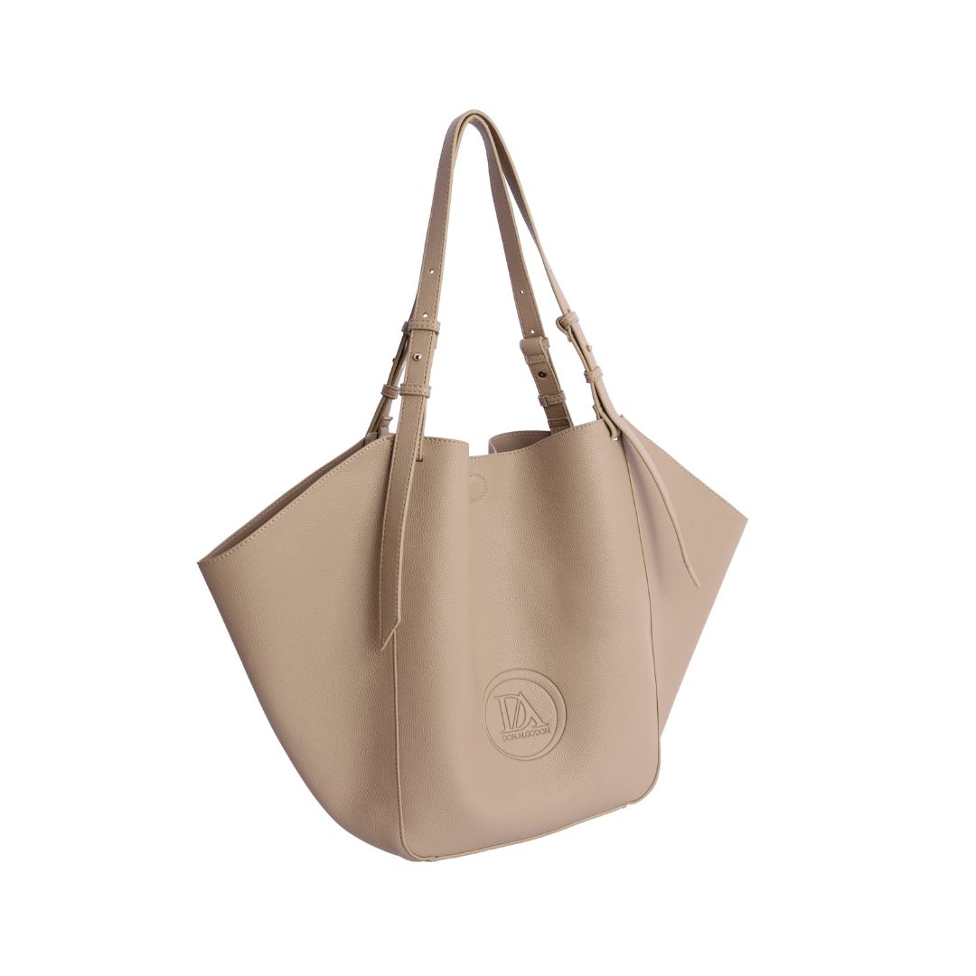 Bolso shopper beige grande detalle de logo