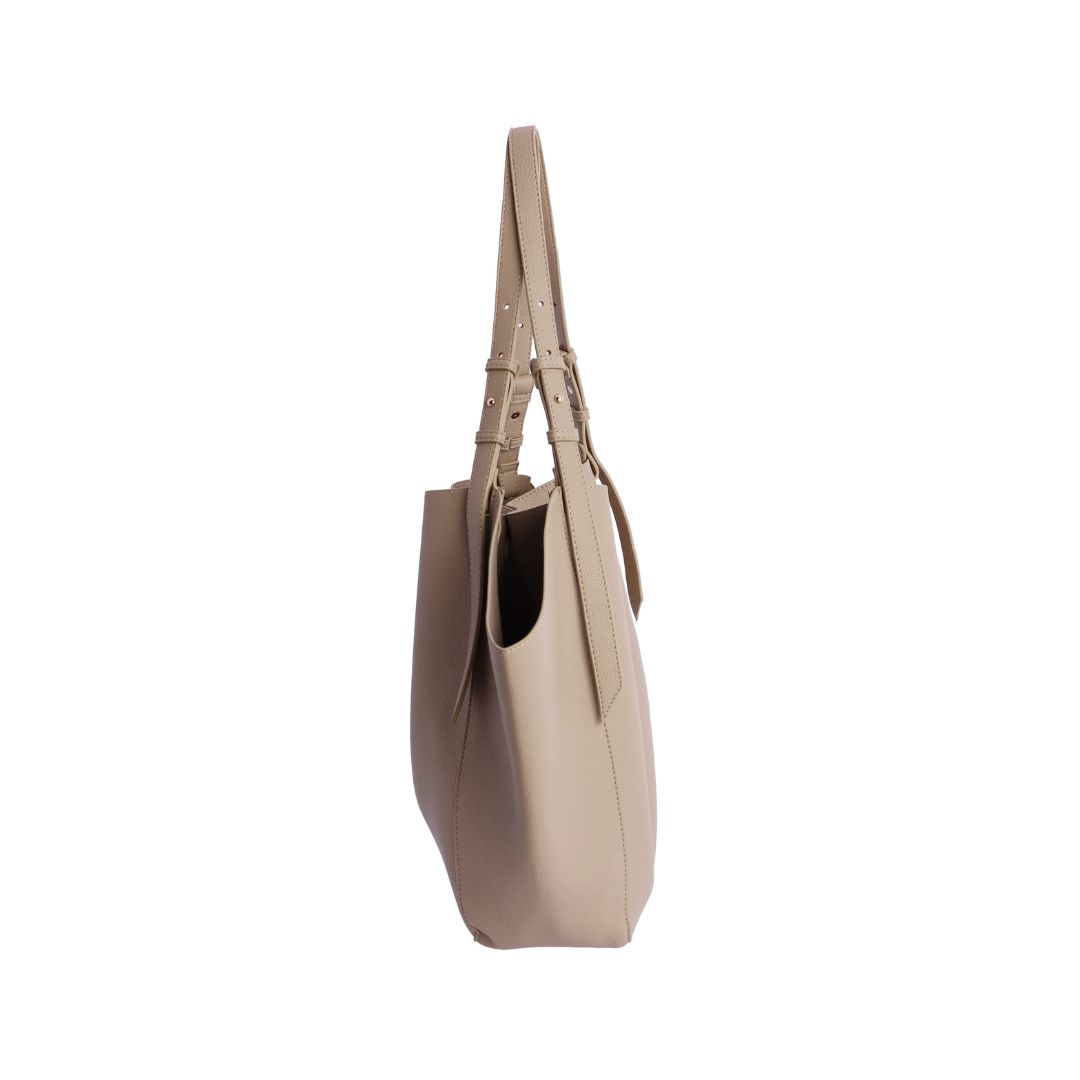 Bolso shopper beige grande lateral