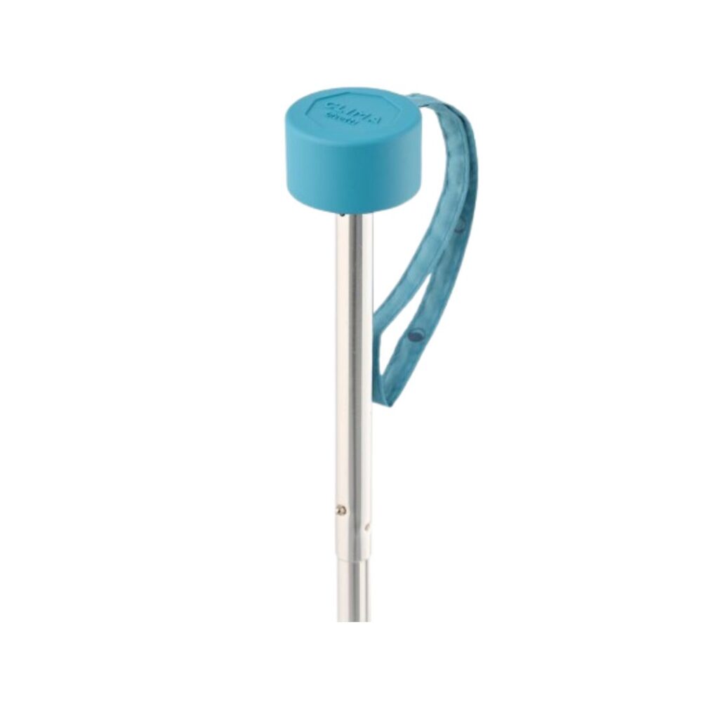 Paraguas plegable mini con lunares azul claro detalle de puño