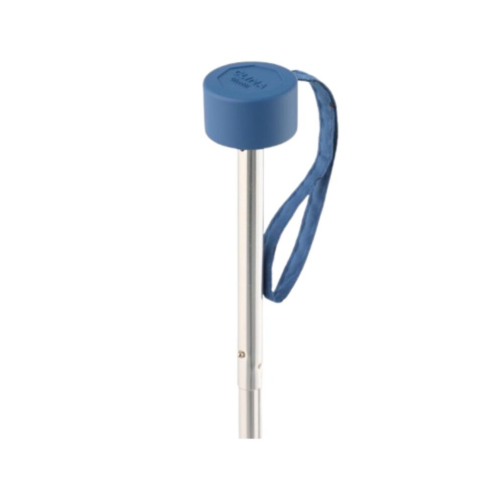 Paraguas plegable mini con lunares azul detalle de puño