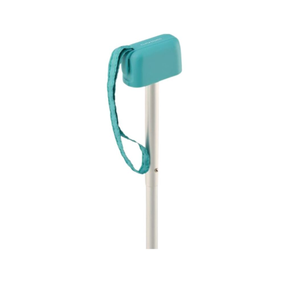 Paraguas plegable mini plano Bisetti turquesa detalle de puño