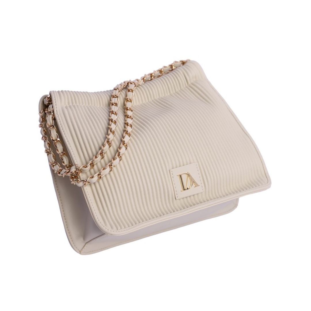 Bolso de mano Don Algodon marfil detalle de drapeado