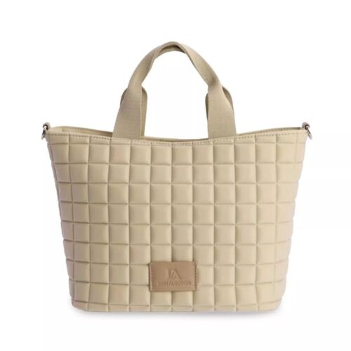 Bolso shopper Don Algodon acolchado beige mantequilla frontal