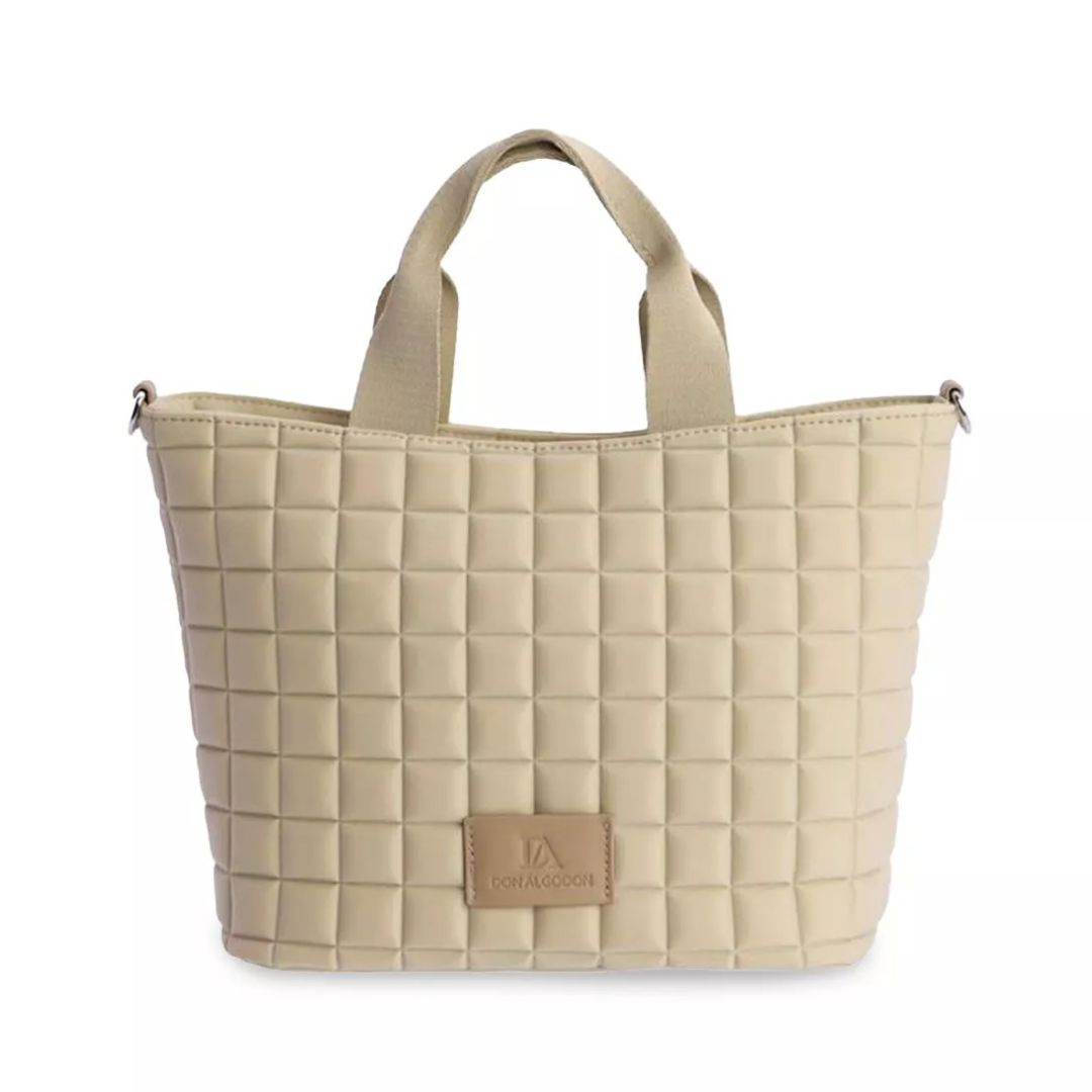 Bolso shopper Don Algodon acolchado beige mantequilla frontal