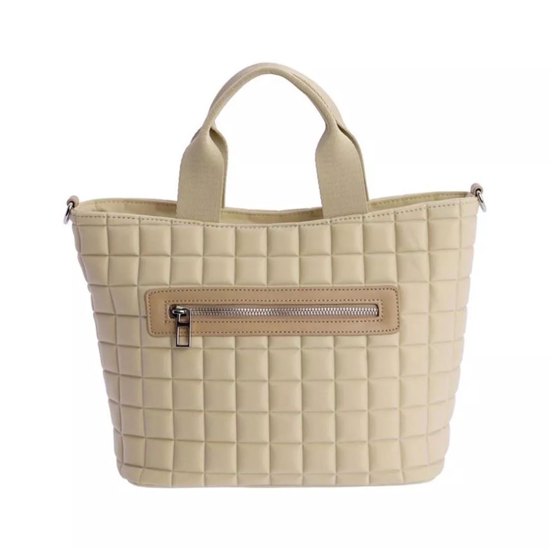 Bolso shopper Don Algodon beige mantequilla trasera