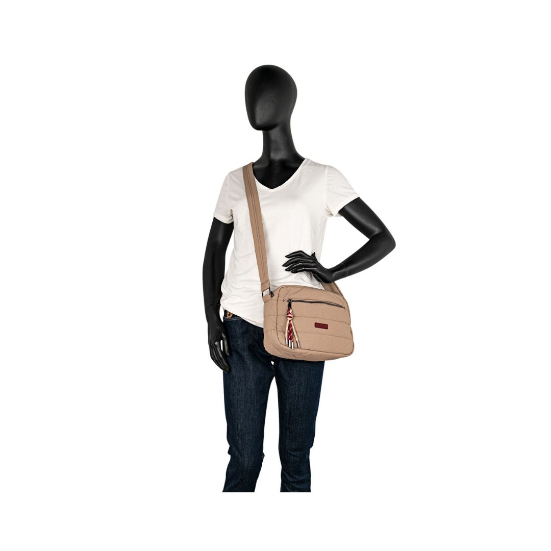 Bolso bandolera acolchado Skpat taupe prueba Bolso bandolera acolchado Skpat taupe prueba