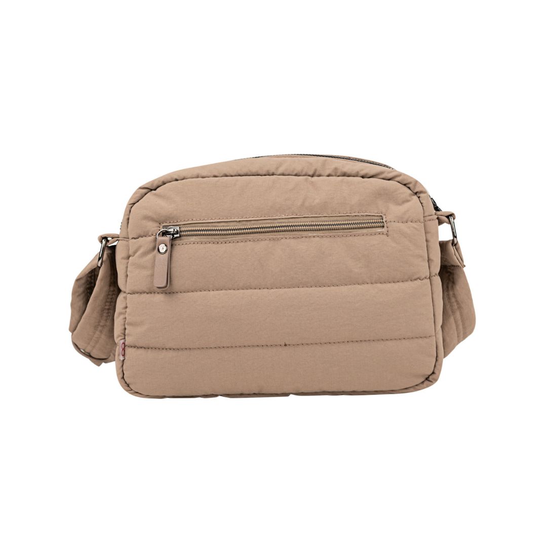 Bolso bandolera acolchado skpat taupe trasera Bolso bandolera acolchado skpat taupe trasera