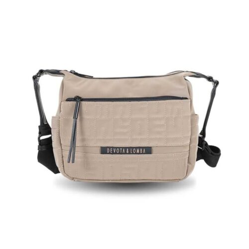 Bolso bandolera Devota y Lomba taupe frontal