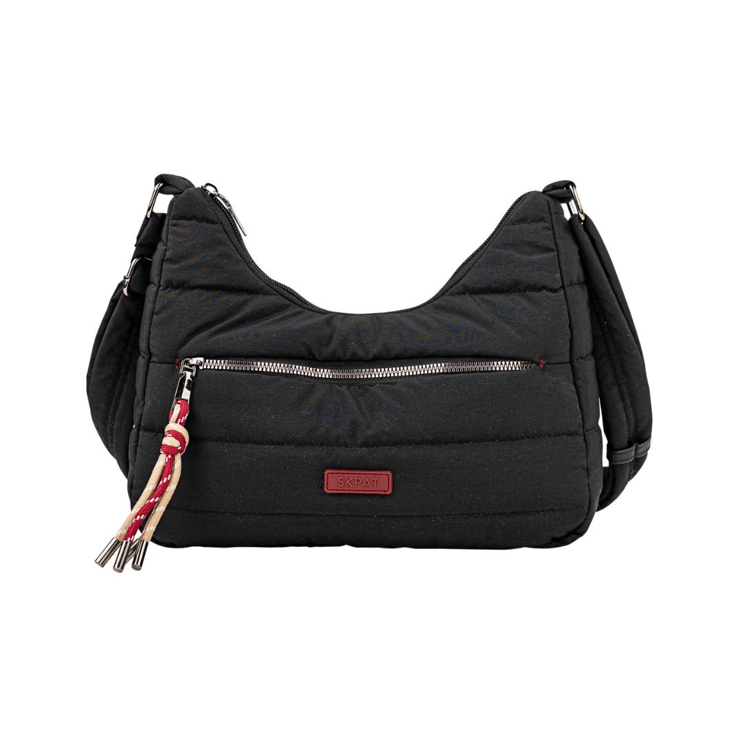 Bolso bandolera Skpat acolchado negro frontal