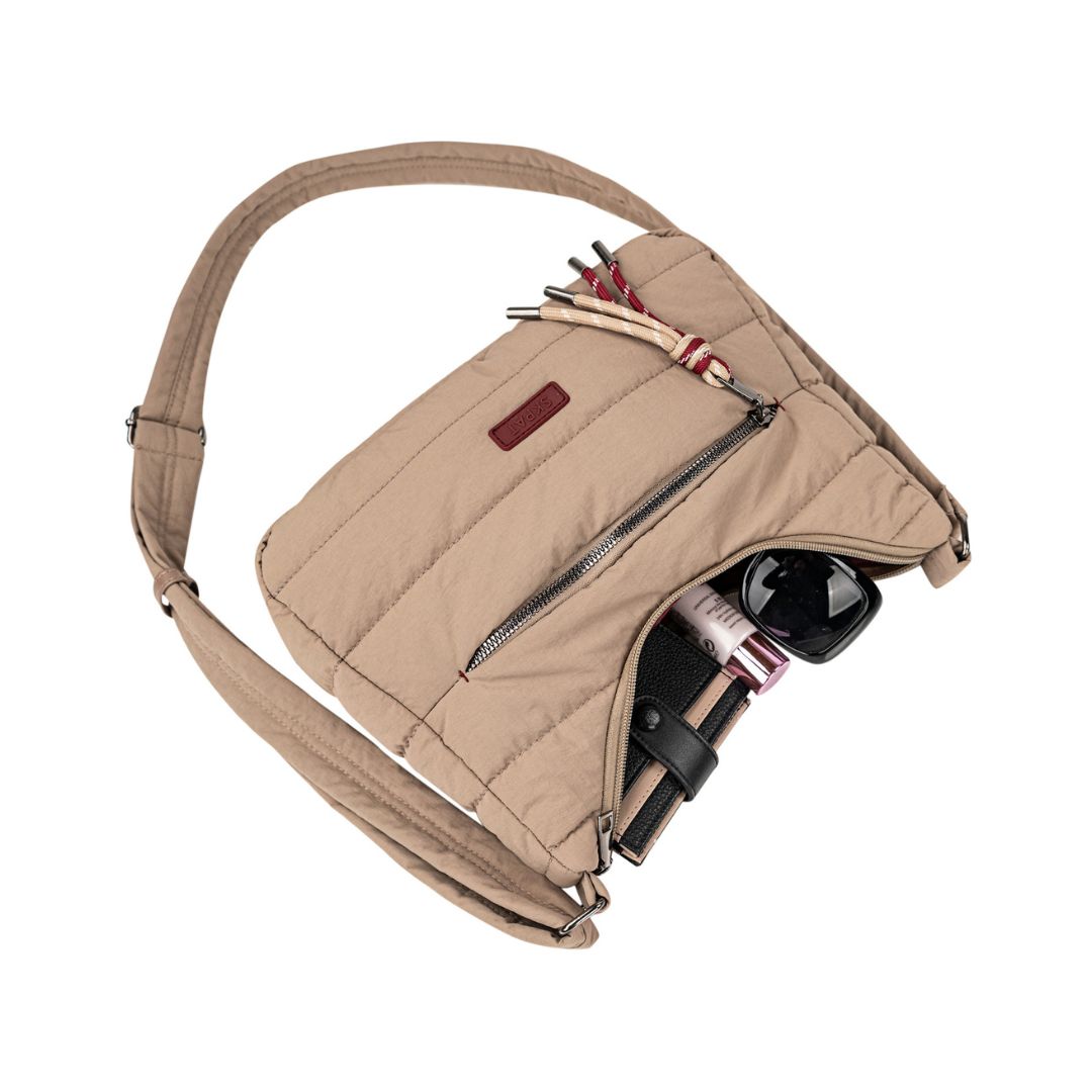 Bolso bandolera skpat acolchado beige capacidad