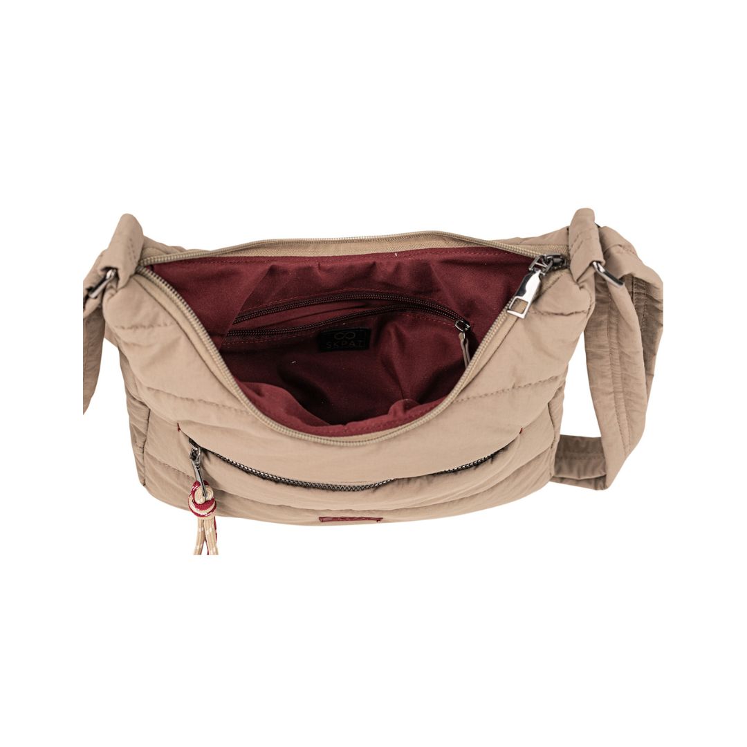 Bolso bandolera skpat acolchado beige interior
