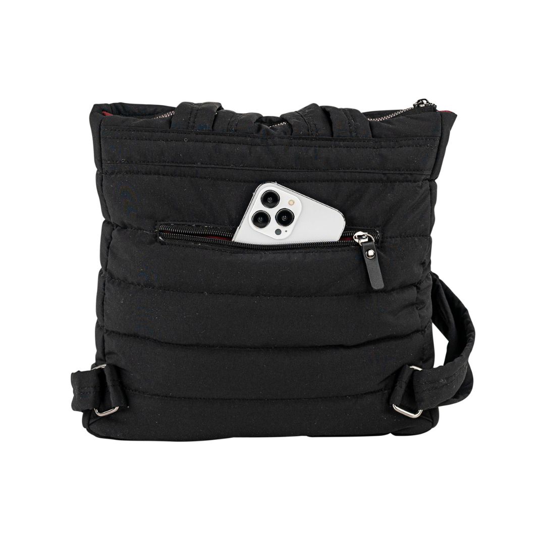 Mochila acolchada Skpat negro detalle de bolsillo trasero Mochila acolchada Skpat negro detalle de bolsillo trasero