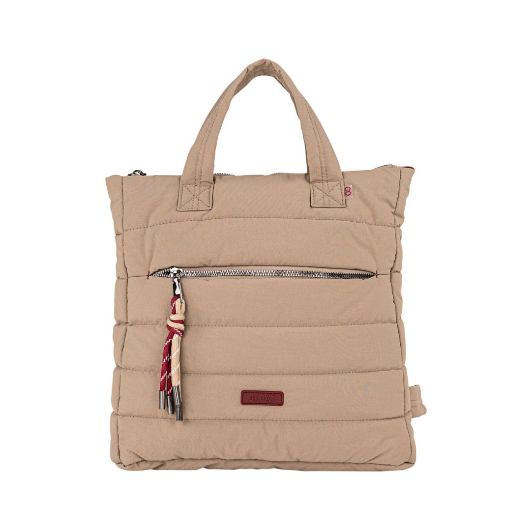 Mochila acolchada Skpat taupe frontal Mochila acolchada Skpat taupe frontal