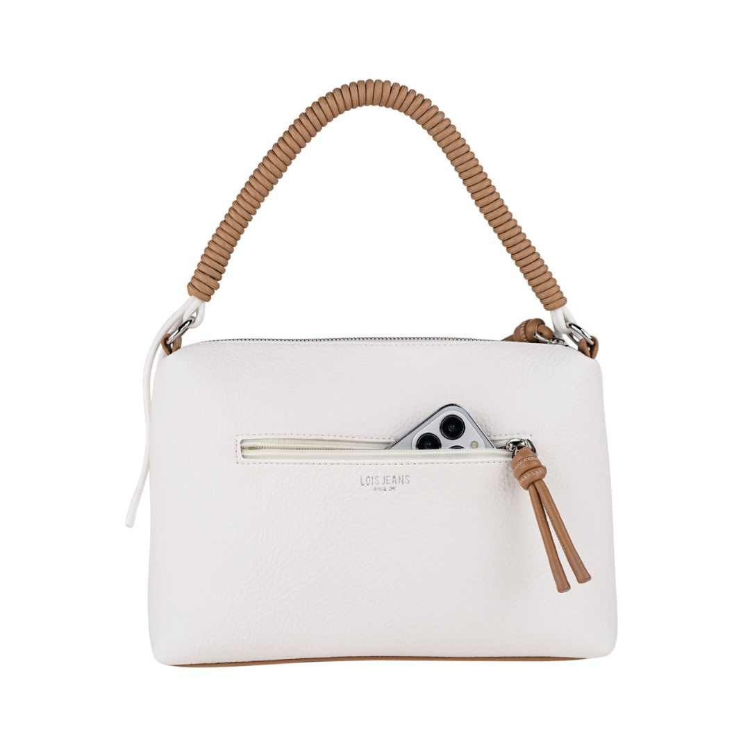 Bandolera Lois con asa de hombro detalle de bolso posterior