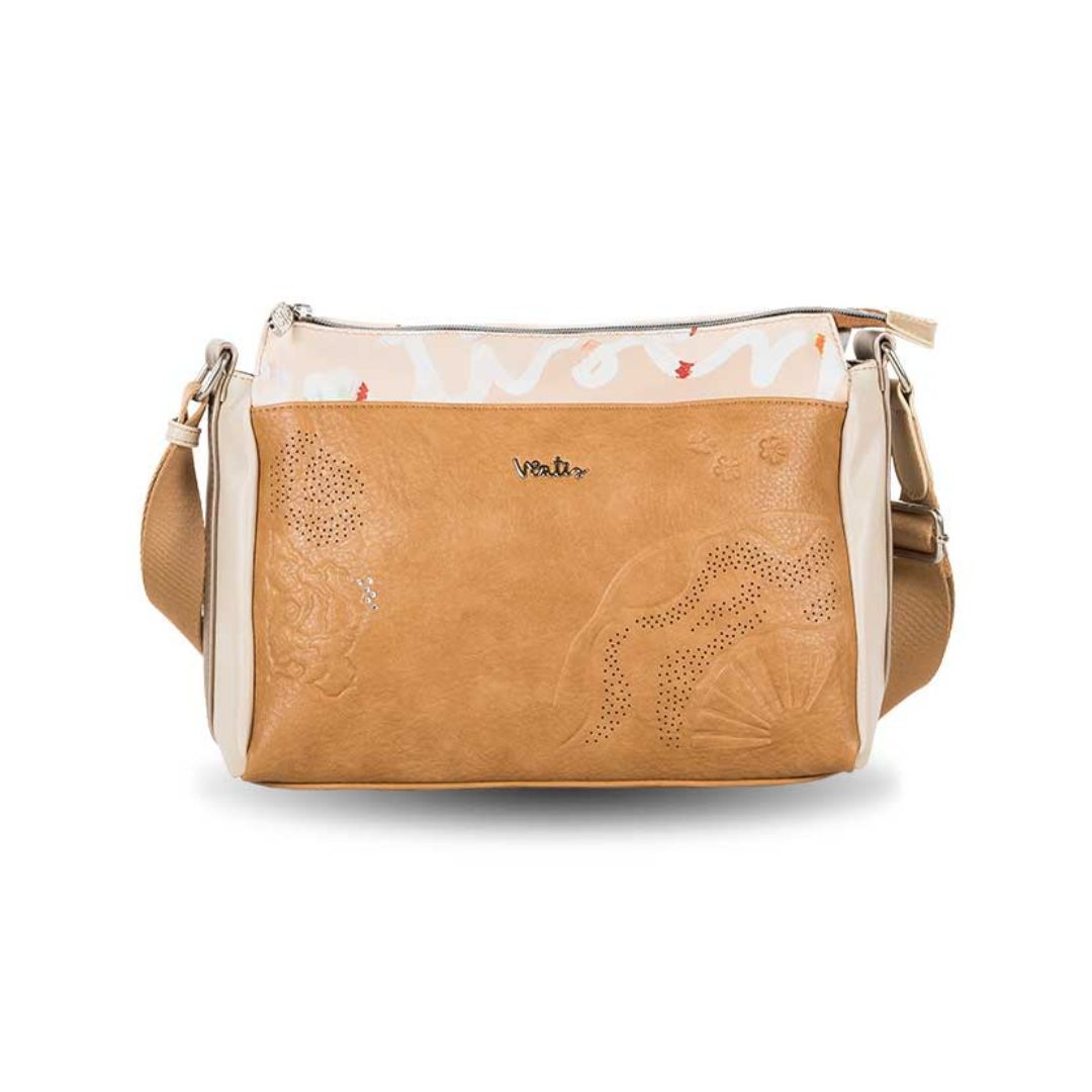 Bolso bandolera Ventis camel frontal